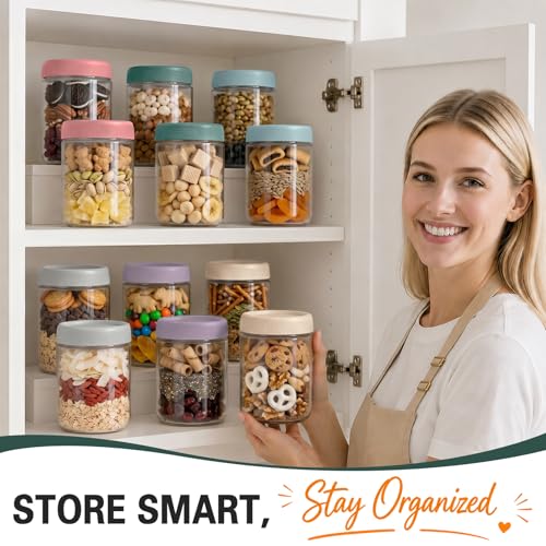16 oz Glass Mason Jars with Airtight Lids - 6 Pack Overnight Oats Containers