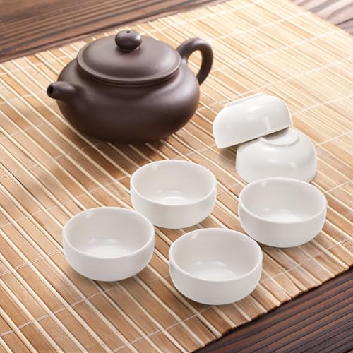 Foraineam Ceramic Sake Tea Cups Set of 12, 2.4 x 1.2 Inch, 45ml Small Pottery Cups with Gift Box - White, Durable, Microwave & Dishwasher Safe