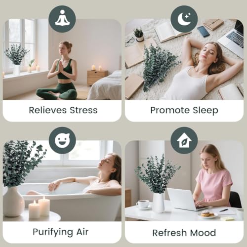 16 PCS Dried Eucalyptus Stems for Shower, 17-Inch Natural Hanging Greenery
