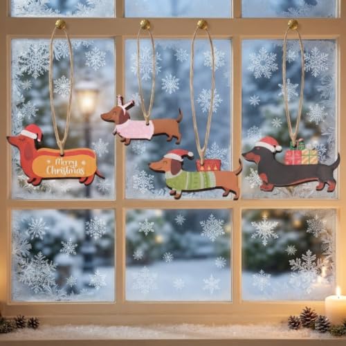 40Pcs Christmas Dachshund Dog Wooden Ornaments for Holiday Decor, Pet Lover Gift