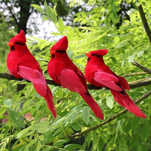 DALJIAFA 6 Pack Christmas Red Cardinal Birds Clip-On Decorations - Mixed Colors