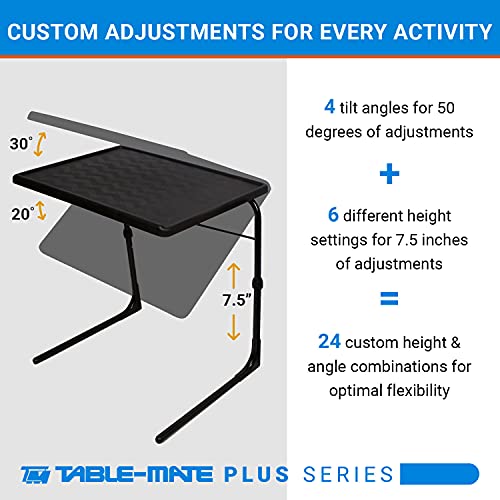 Adjustable Folding TV Tray Table with Cup Holder for Laptop and Dining