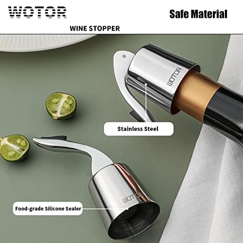 Stainless Steel Wine Bottle Stoppers - Reusable Leakproof Wine Saver (2 Pack)