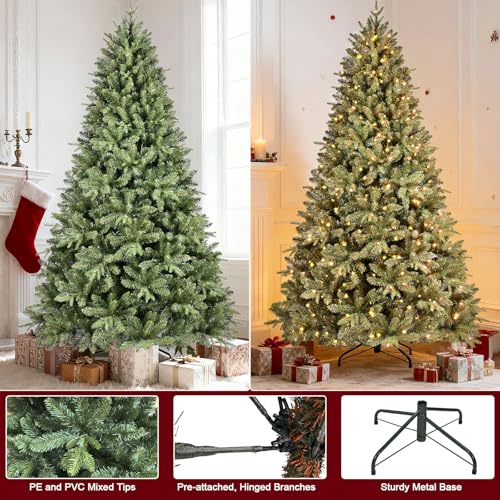 7.5 FT Pre-Lit Artificial Christmas Tree with 550 Warm White Lights