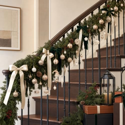 Champagne 46-Piece Christmas Ornaments Set for Tree & Wreaths - PurpleSwan (Champagne/White) 2.36in