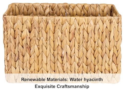 Hand-Woven Water Hyacinth Magazine Basket - 15-inch Wicker Storage Holder