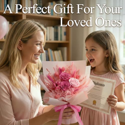 Preserved Rose Bouquet with Gift Box - Long-Lasting Floral Arrangement