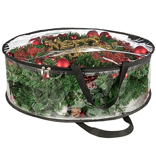 Clear 24-Inch Christmas Wreath Storage Bag Heavy Duty Container