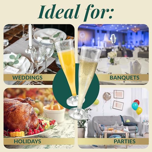 Reli. Plastic Champagne Flutes 100 Pack - Clear, 4.5 oz Disposable Glasses