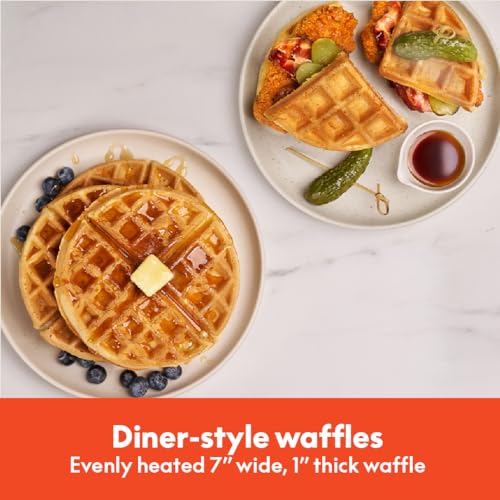 Compact Flip & Store Belgian Waffle Maker - Non-Toxic Ceramic, Oatmilk