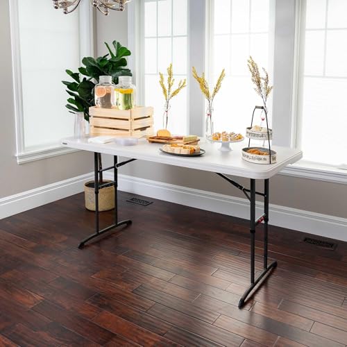 Modern Lifetime 6-Foot Adjustable Nesting Table Set - Almond, Commercial