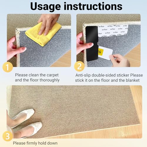 24-Pack Reusable Rug Grippers - Anti-Slip Rug Pads for Hardwood Floors