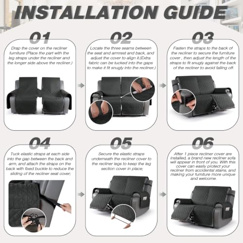 Waterproof Loveseat Recliner Cover - Reversible, Durable & Washable