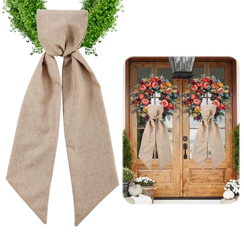 2 Pack Burlap Wreath Sash for Front Door Monogram Embroidery