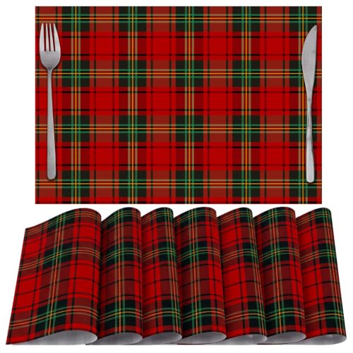 Umigy 60 Pcs Christmas Plaid Red & Green Placemats 10.24 x 14.57 Inch