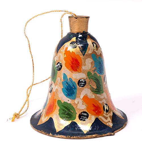 12-Piece Vintage Hand-Painted Wooden Bell Christmas Ornament Set