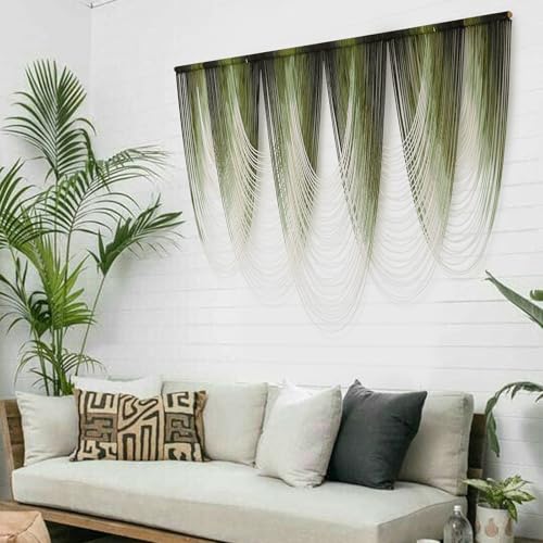 Dip-Dyed Green Macrame Wall Hanging - Oversized Boho Fiber Art (57x41 In)