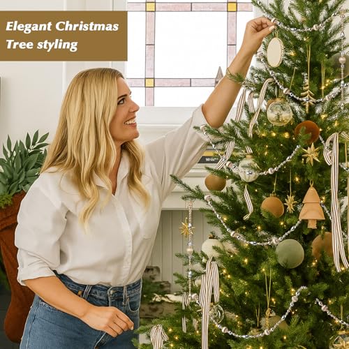 Suncalla Gold Beaded Christmas Garland 24ft (2 x 12ft) - Acrylic Bead strands