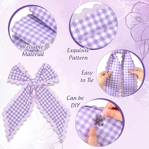 Purple Plaid Wreath Sashes - Set of 2 Indoor/Outdoor Decor