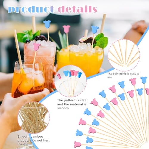 Crafterlife 100Pcs Baby Gender Reveal Cocktail Picks - Boy or Girl Theme Decor for Parties