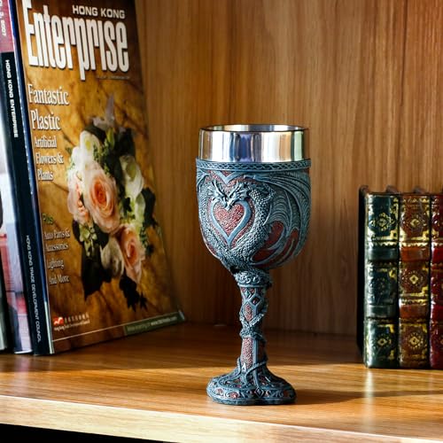 Medieval Double Dragon Wine Goblet - 7oz Stainless Steel Drinking Chalice