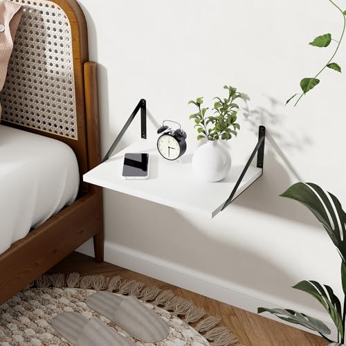 16x12 Inch Deep Floating Wall Shelves - Set of 2 Heavy Duty White Shelves