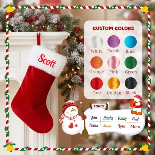 Personalized Custom Name Christmas Stocking - 20 Inch Red Velvet Plush