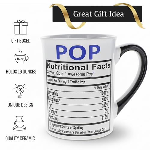 Cottage Creek Funny Nutrition Facts Grandpa Mug 16oz – Humorous Coffee Gift for Pop