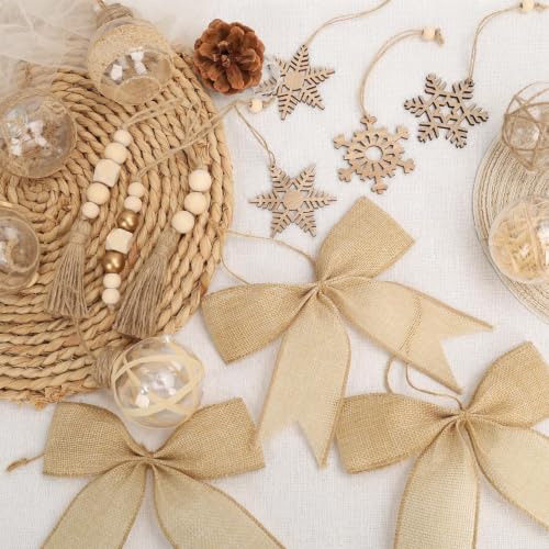 39-Pack Neutral Rustic Christmas Ornaments Set for Farmhouse & Boho Holiday Decor
