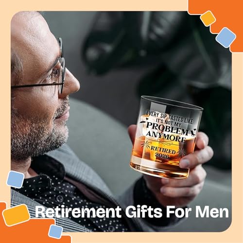 Retirement Whiskey Glass for Men - Funny Farewell Gift for Coworkers