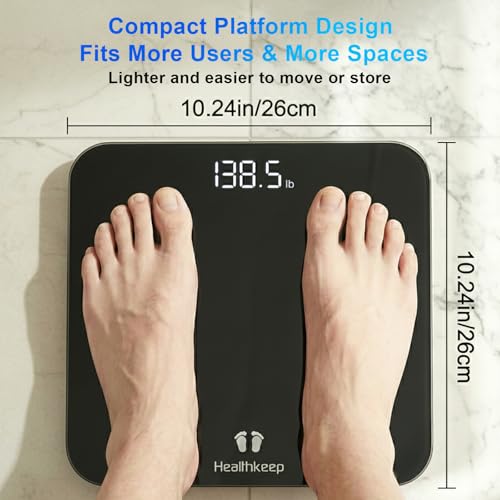 Healthkeep Digital Bathroom Scale for Body Weight, High-Precision LED Display, 400lb Capacity