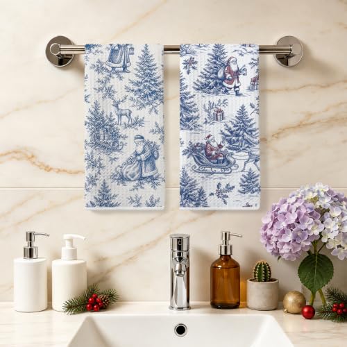XFN 2 Pcs Christmas Santa Kitchen Towels - Chinoiserie Holiday Decor, Multi 0880