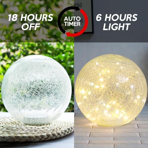 6-Inch Gold Mercury Crackled Glass LED Globe Lamp with Auto Timer