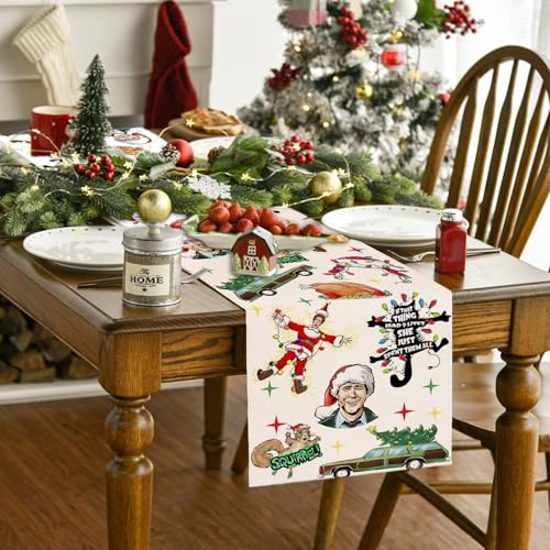 Yarcooly Christmas Table Runner 13 x 60 in - White, Xmas Home Decor