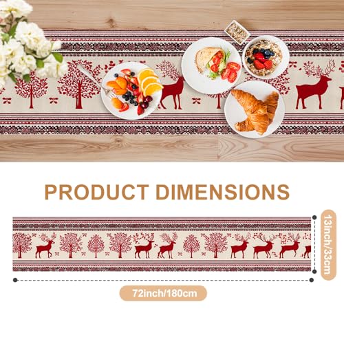 Farmhouse Christmas Table Runner 13x72 Inch Snowflakes & Trees Holiday Decor