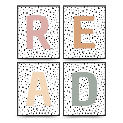 Boho Classroom Decor Reading Posters Set of 4 8x10 Unframed