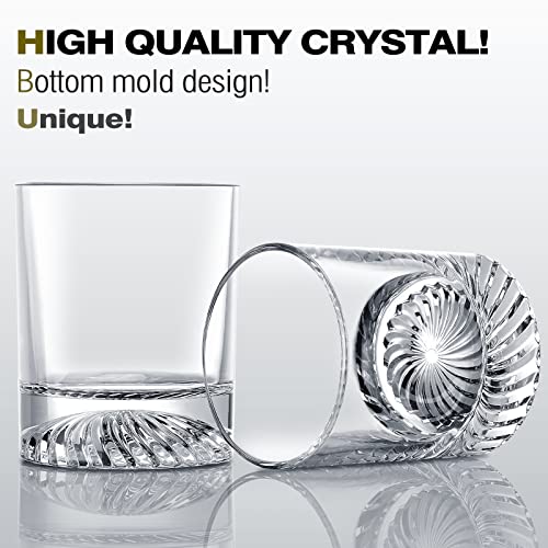 OPAYLY Set of 4 12oz Old Fashioned Whiskey Glasses - Heavy Lead-Free Crystal, Gift for Men & Women
