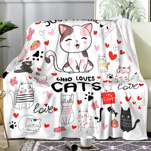 Cat Mom Blanket - 60x50 Inches, Soft Flannel Gift for Cat Lovers - Cats 1 Design