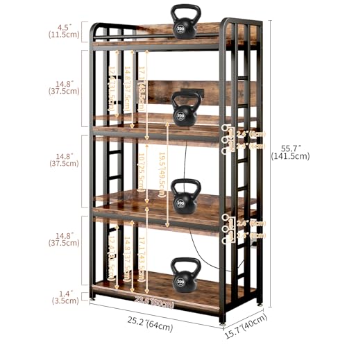 4-Tier Kitchen Microwave Stand with Power Outlet, USB Ports & Rolling Wheels