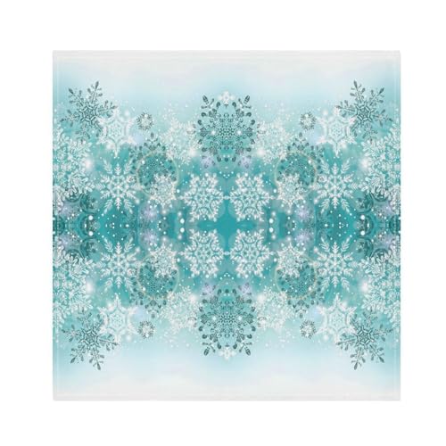 ALAZA Teal Snowflakes Christmas Cloth Napkins Set of 4 Reusable Holiday Dinner Table Decor
