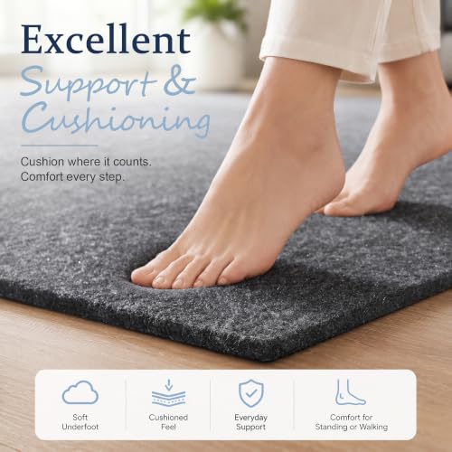 5x7 Non-Slip Rug Pad, Thick Felt Cushioned Liner for Hardwood Floors