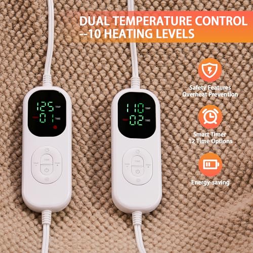 Electric Heated Mattress Pad Queen Size with Dual Controller