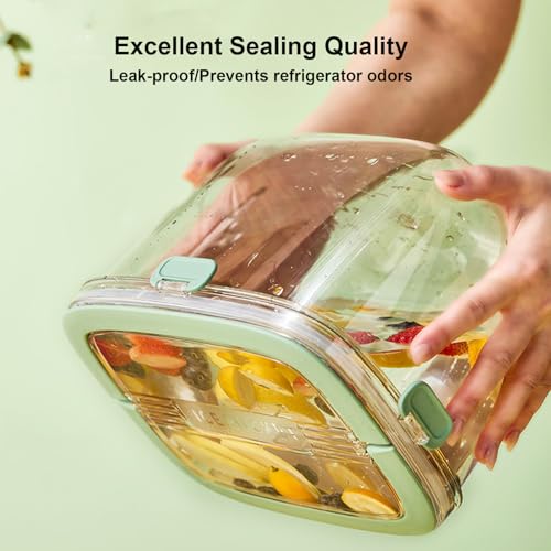 SIUPER 6.7L Light Green Ice Cube Storage Bin with Sealed Lid & Tongs