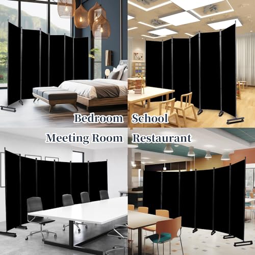 6-Panel Folding Privacy Screen Room Divider on Wheels, 132-inch Wide