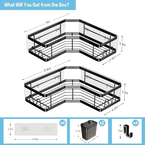 Corner Shower Caddy 2 Pack Adhesive Stainless Steel Shelves