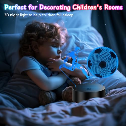 3D Soccer Night Light - LED Illusion Lamp for Kids Bedroom Decor