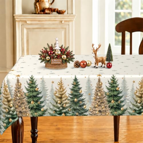 Christmas Tablecloth Tree Snowflake Rectangular 60x120 Inch Xmas Decor