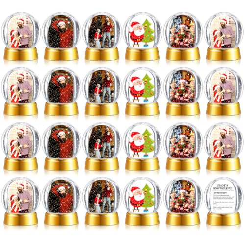 Wettarn 24 Pcs Christmas Snow Globes DIY Craft Kit with Gold Bases