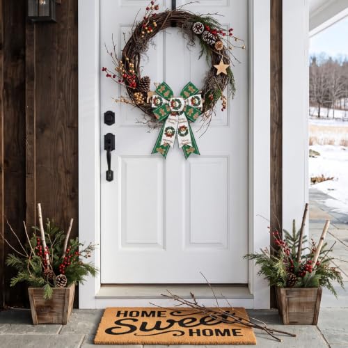 Green Gingerbread Christmas Wreath Bows - Pack of 2 Indoor Outdoor Decor
