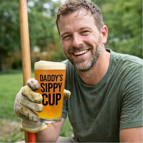 Daddy's Sippy Cup 16oz Beer Pint Glass - Funny Gift for Dad